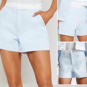 NWOT L'agence Jameson High Rise Shorts Ice Water White Blue Size 26